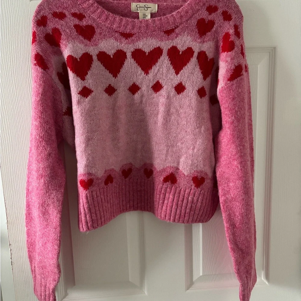 Jessica Simpson Pink and Red Valentines Heart Sweater - Picture 1 of 4